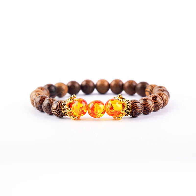 Crown Bracelet, Natural Tiger Eye Howlite Stone