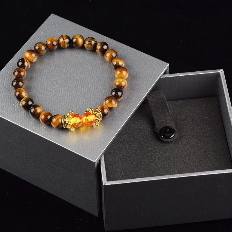 Crown Bracelet, Natural Tiger Eye Howlite Stone