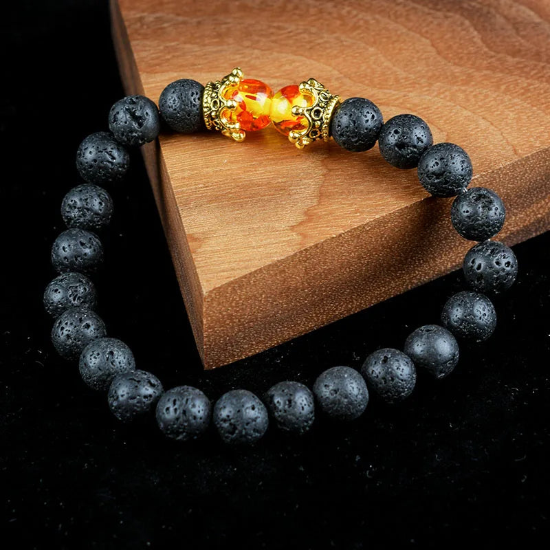Crown Bracelet, Natural Tiger Eye Howlite Stone