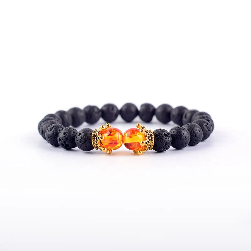 Crown Bracelet, Natural Tiger Eye Howlite Stone