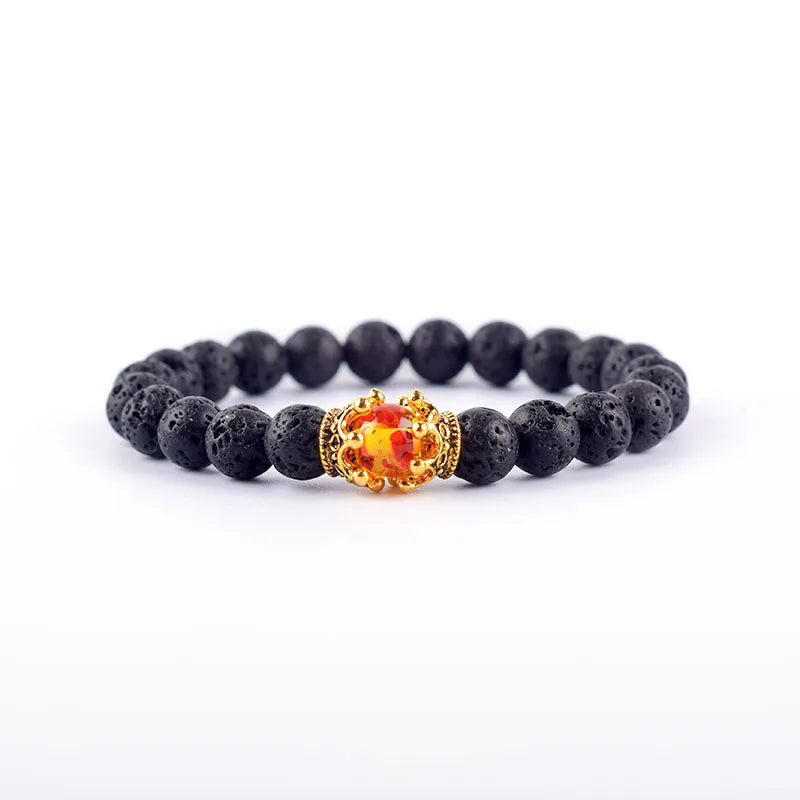 Crown Bracelet, Natural Tiger Eye Howlite Stone