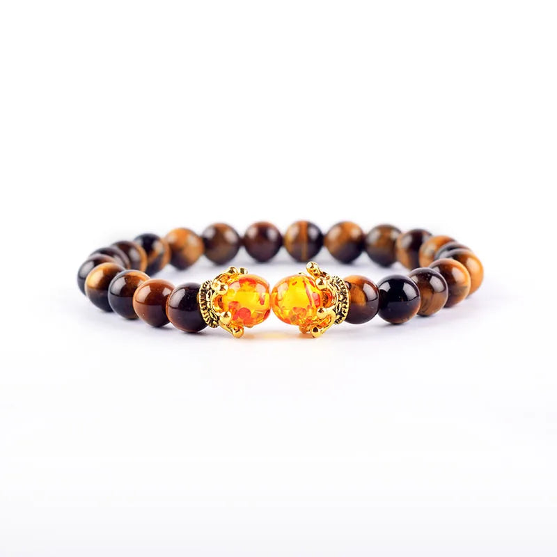 Crown Bracelet, Natural Tiger Eye Howlite Stone