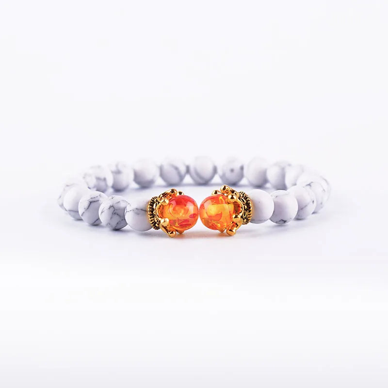 Crown Bracelet, Natural Tiger Eye Howlite Stone
