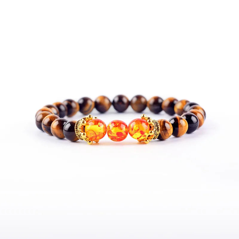 Crown Bracelet, Natural Tiger Eye Howlite Stone