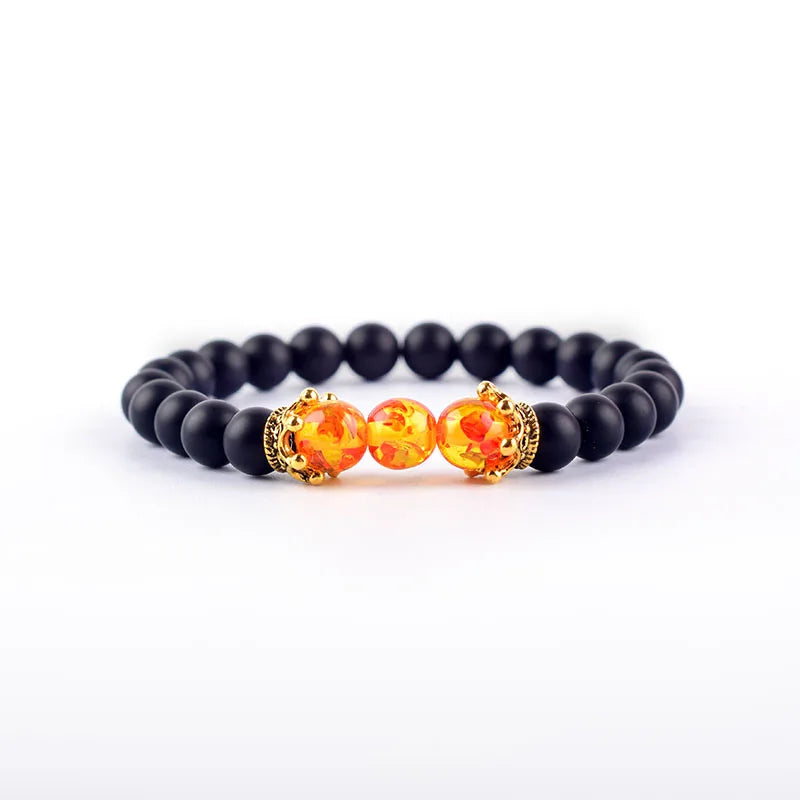 Crown Bracelet, Natural Tiger Eye Howlite Stone